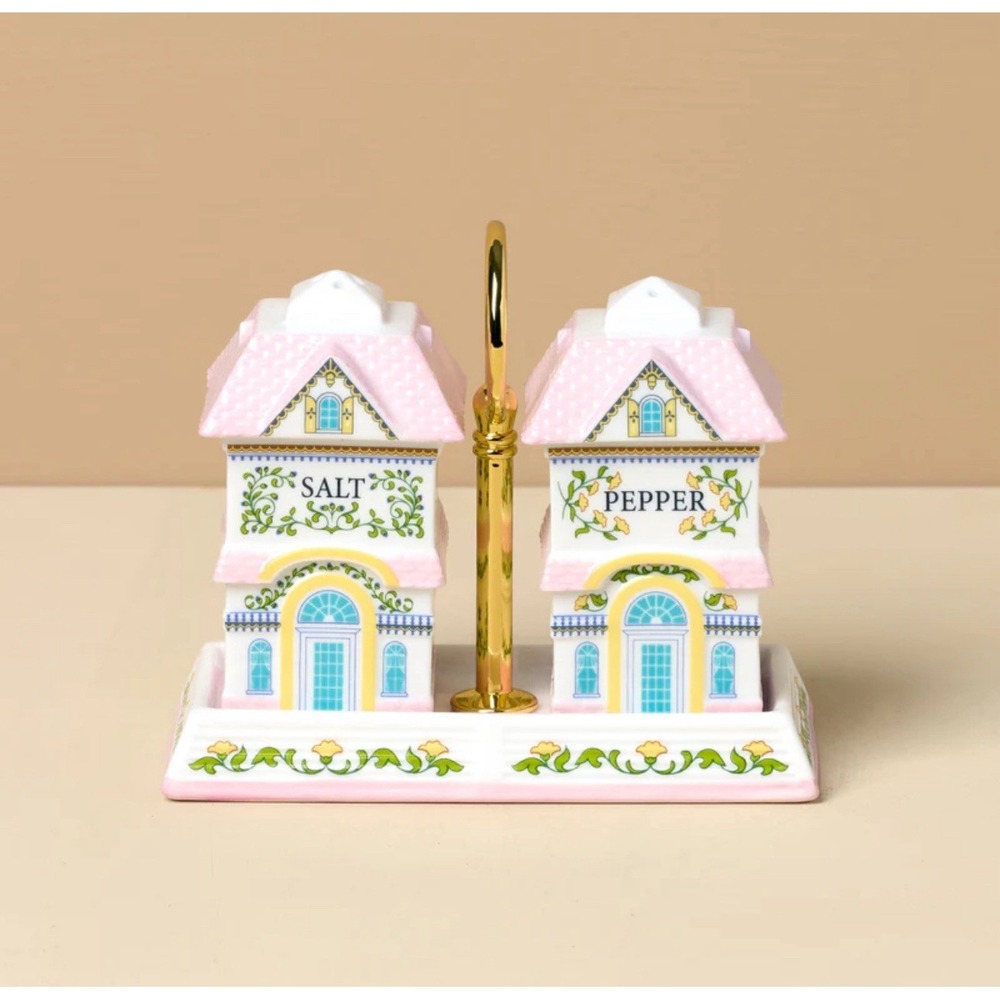 2026 Lenox Spice Village Salt and Pepper Shakers w/ Tray - New in Org. Box